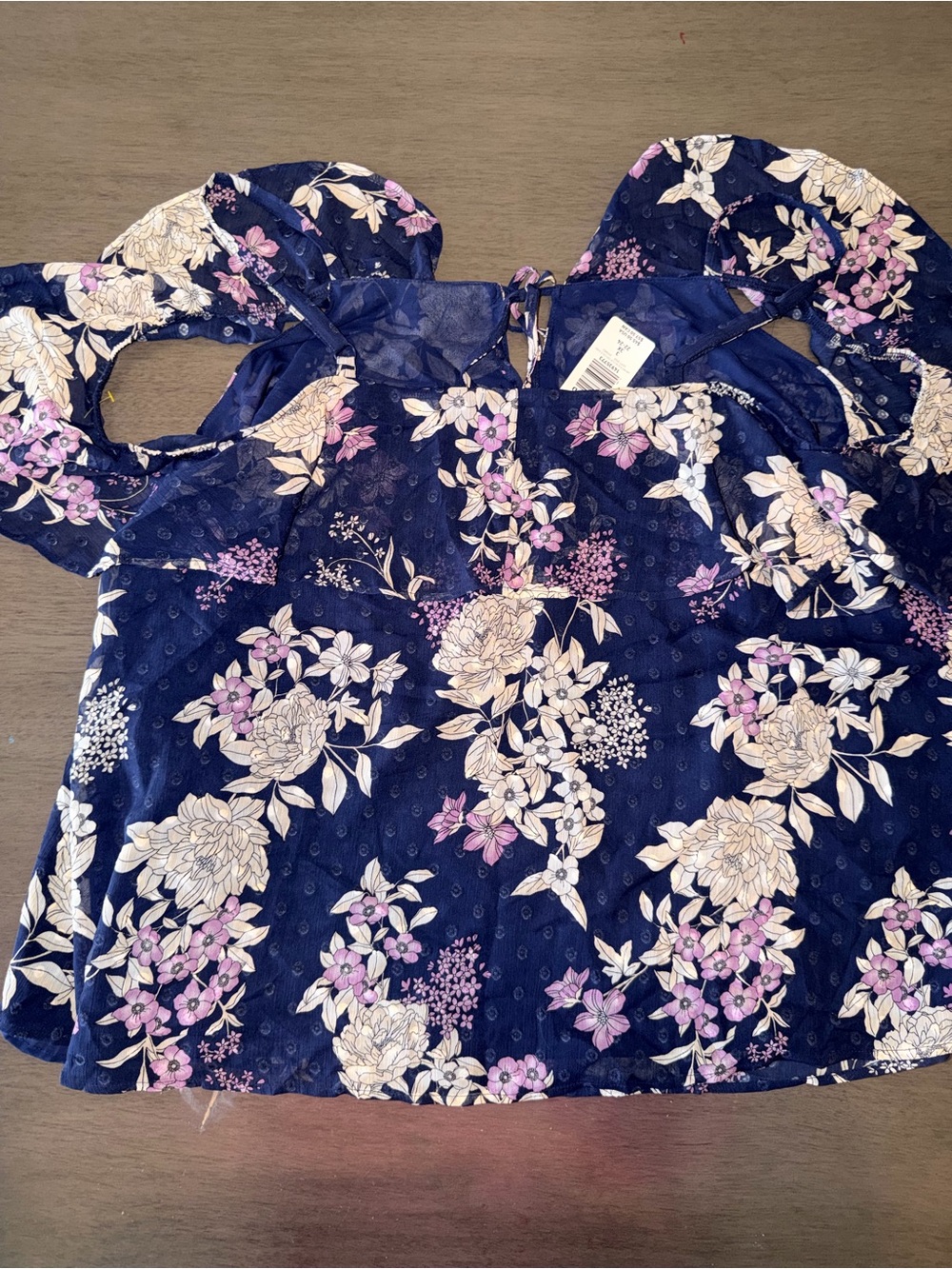 torrid Navy Floral Cold-Shoulder Ruffle Blouse